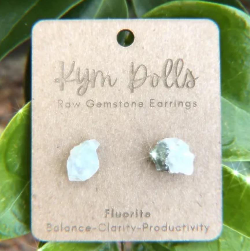 Raw cut Fluorite Earrings w/sterling silver posts