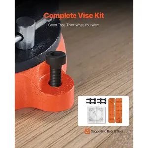 VEVOR Bench Vise, 8 Jaw Width, 8 Max Jaw Opening Multipurpose Vise with 360 Swivel Locking Base, 3.7 Throat Depth, Heavy Duty Ductile Iron Workbench Vise, Two-Way Jaws for ClampingRound Pipes