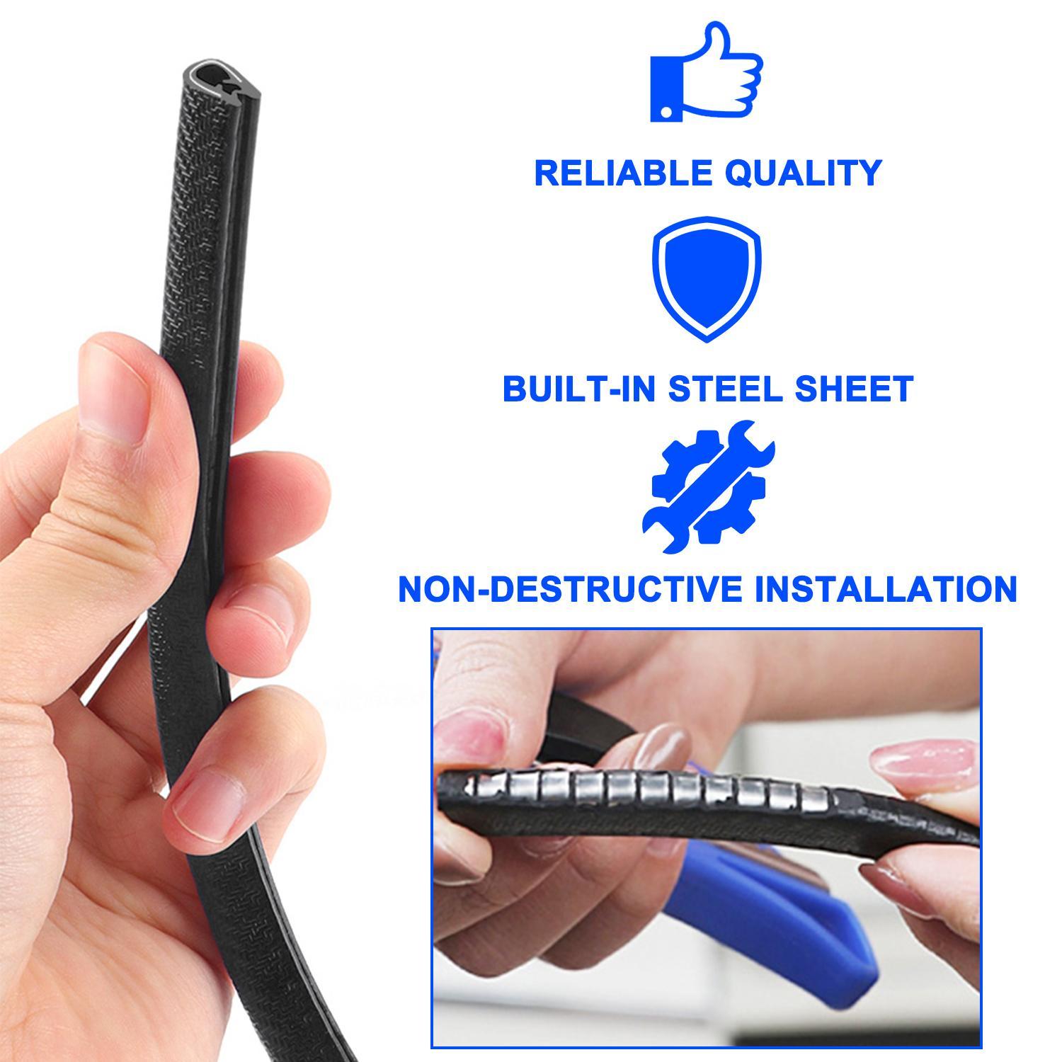 Car Door Edge Guard 16.4FT – Anti-Scratch & Anti-Collision Protection, U-Shaped Cut-to-Fit Bumper Strip, Double Card Slot for Secure Fit on Sedan SUV Truck