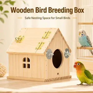 Quail parrot nesting box, wooden birdhouse, suitable for cage-raised parrots as a breeding and mating box, suitable for lovebirds, budgies, finches, cockatoos, canaries, and small to medium-sized birds