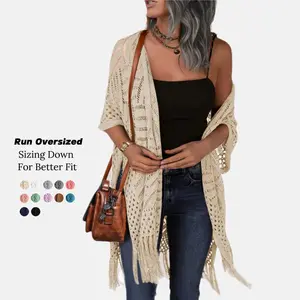 Womens Knit Cardigan Oversized Open Front Outwear New Spring & Summer Hollow Out Crochet Tassel Lightweight Kimonos Sweater Outdoorfun 2026 Womenswear Overall Style Knitwear Piece Tops