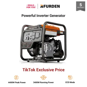 【Deals For You】Efurden Power Equipment 4400 Watts Inverter Generator Gas Powered, Portable Open Frame Generator, Low Noise with ECO Mode, RV Ready, Emergency Home Backup