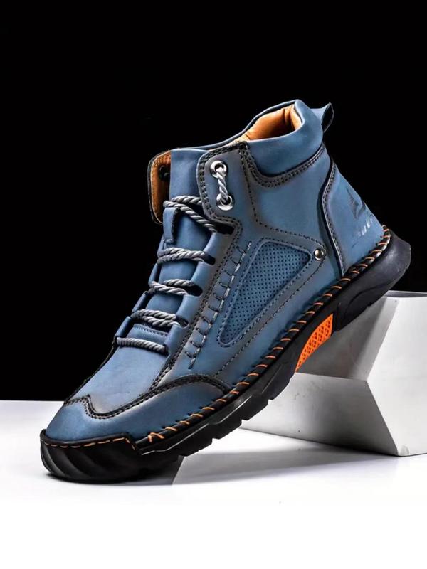 Men's Outdoor Lightweight Hiking Boots, Casual Sporty Lace Up Boots for Outdoor Activities, Fashionable Western Cowboy Style Shoes for Daily Wear