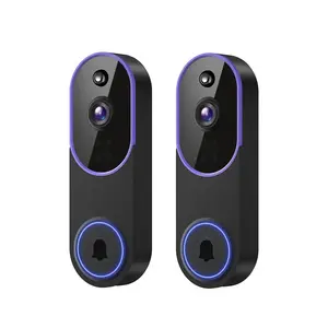 2PC 1080p Wireless Wi-Fi Video Doorbell Camera with Two Way Audio, Night Vision, Cloud Storage, Smart AI Motion Detection, Support 2.4GHz Wi-Fi only