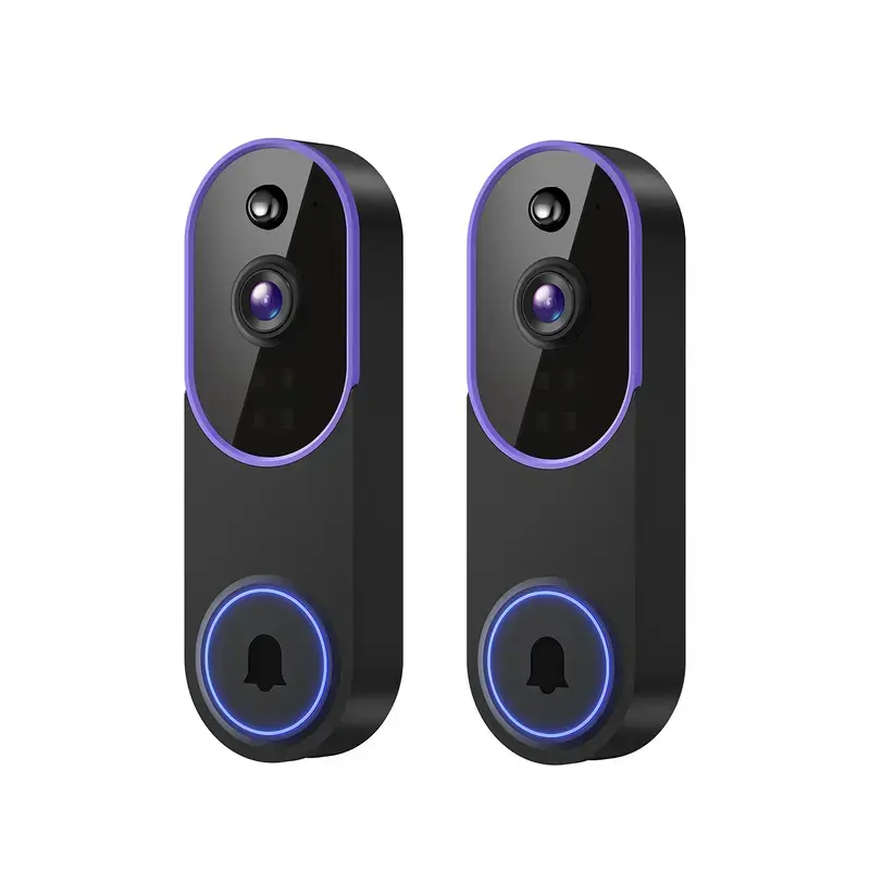 2PC 1080p Wireless Wi-Fi Doorbell Cameras - Home Security System, Smart Home Gadgets with Monitor, 2.4GHz Wi-Fi Control, 2-Way Audio, Night Vision, Cloud Storage, Smart AI Motion Sensor, Pre-Capture Recording