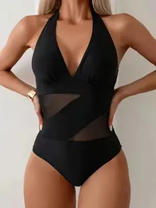 Ladies' fashionable one-piece swimsuit V Neck Swimsuit Stretchy Swimwear