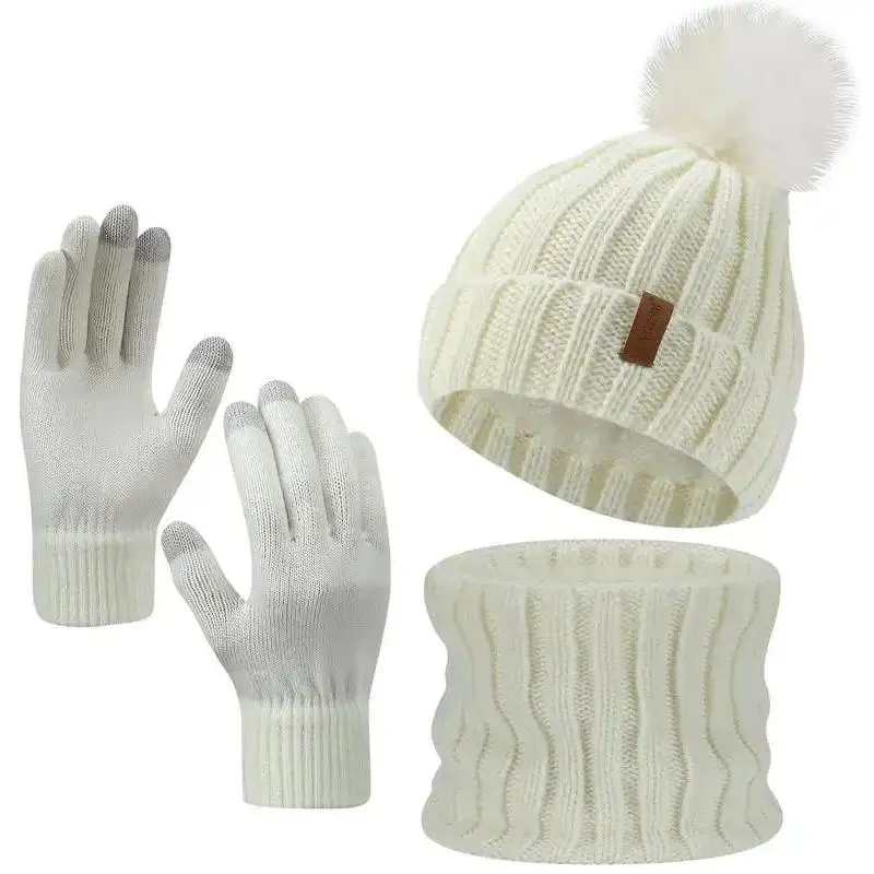 3 Piece Winter Hat Set for Women and Men, Warm Knit Beanie with Matching Scarf and Touchscreen Gloves, Soft Fleece Lined Cold Weather Accessories for Outdoor Adventures, Daily Commute, Vacation Trips, Festivals and Seasonal Gift Giving