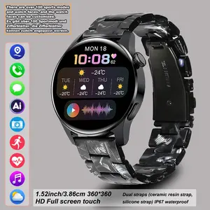 High-value smart watch, 1.53-inch touchscreen with wireless calling, over 100 sports modes and watch faces, AI voice assistant, compatible with Android and iPhone watches, fitness watch wearable device, ceramic resin strap waterproof watch.