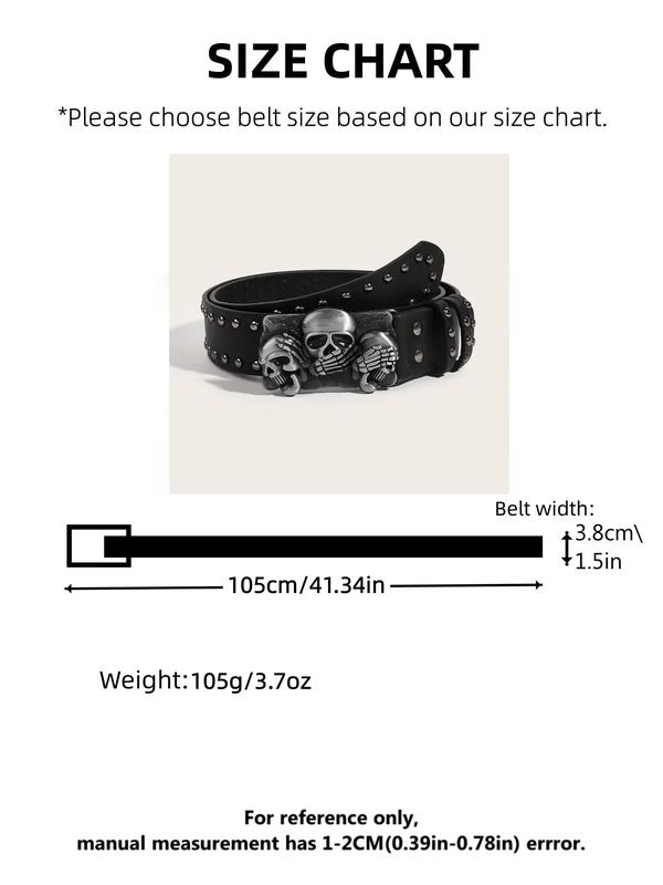 1pc New Belts For Women High Quality Luxury Brand Punk Goth Rivet Black Jeans Unisex Men Belt Paw Skull Buckle Waistband Man Punk Style Belt