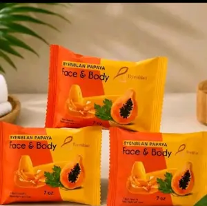 Byenblan 3-Piece Papaya Soap (7 oz) - Acne & Eczema Relief, Uneven Skin Tone Correction, Brightening & Skin Repair, 7-Day Visible Results