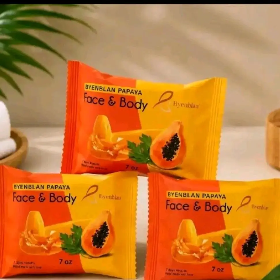 3-Piece Papaya Bar Soap, 7 oz - Skin Brightening, Acne Relief, and Tone Correction for Body Care