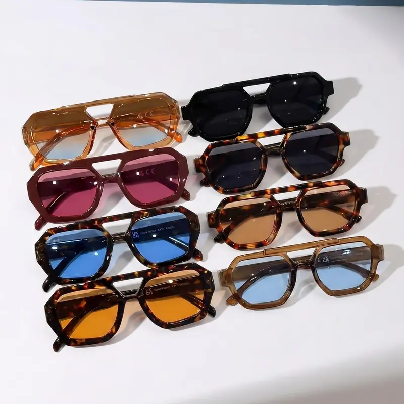 8 Pairs Retro Sunglasses Set, Shades, Uv400 Protection, Multi-Color, Ideal for Driving, Outdoor Activities, Camping, Daily Wear