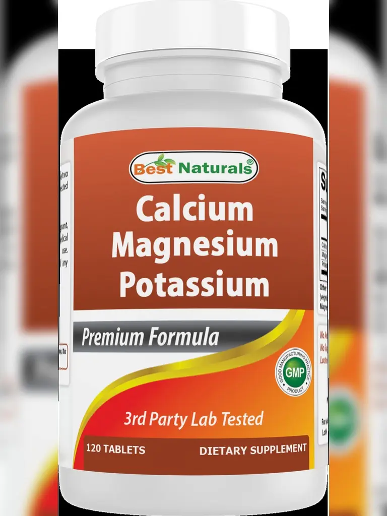 Best Naturals Calcium Magnesium Potassium - 120 Tablets - Non-GMO & Gluten Free