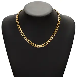 Premium 14K Gold Figaro Necklace for Men, Thick Cuban Style Figaro Chain with Secure Clasp