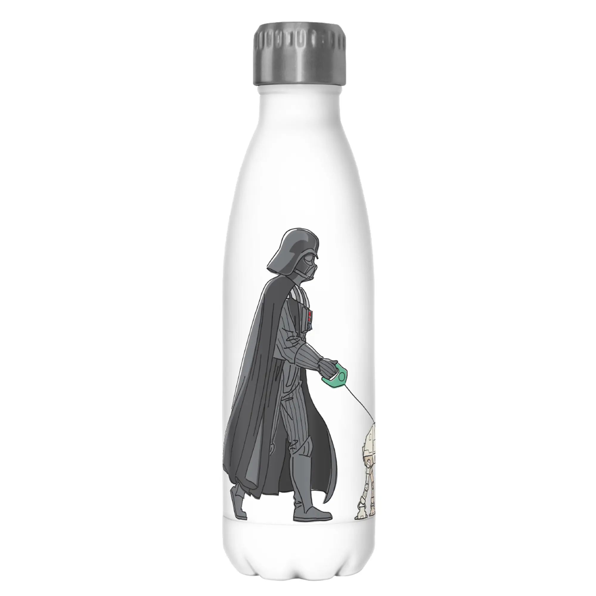 Star Wars Darth Vader AT-AT Walking the Dog Printed Character Art Stainless Steel Water Bottle, Leakproof Insulated Drinkware for Daily Use
