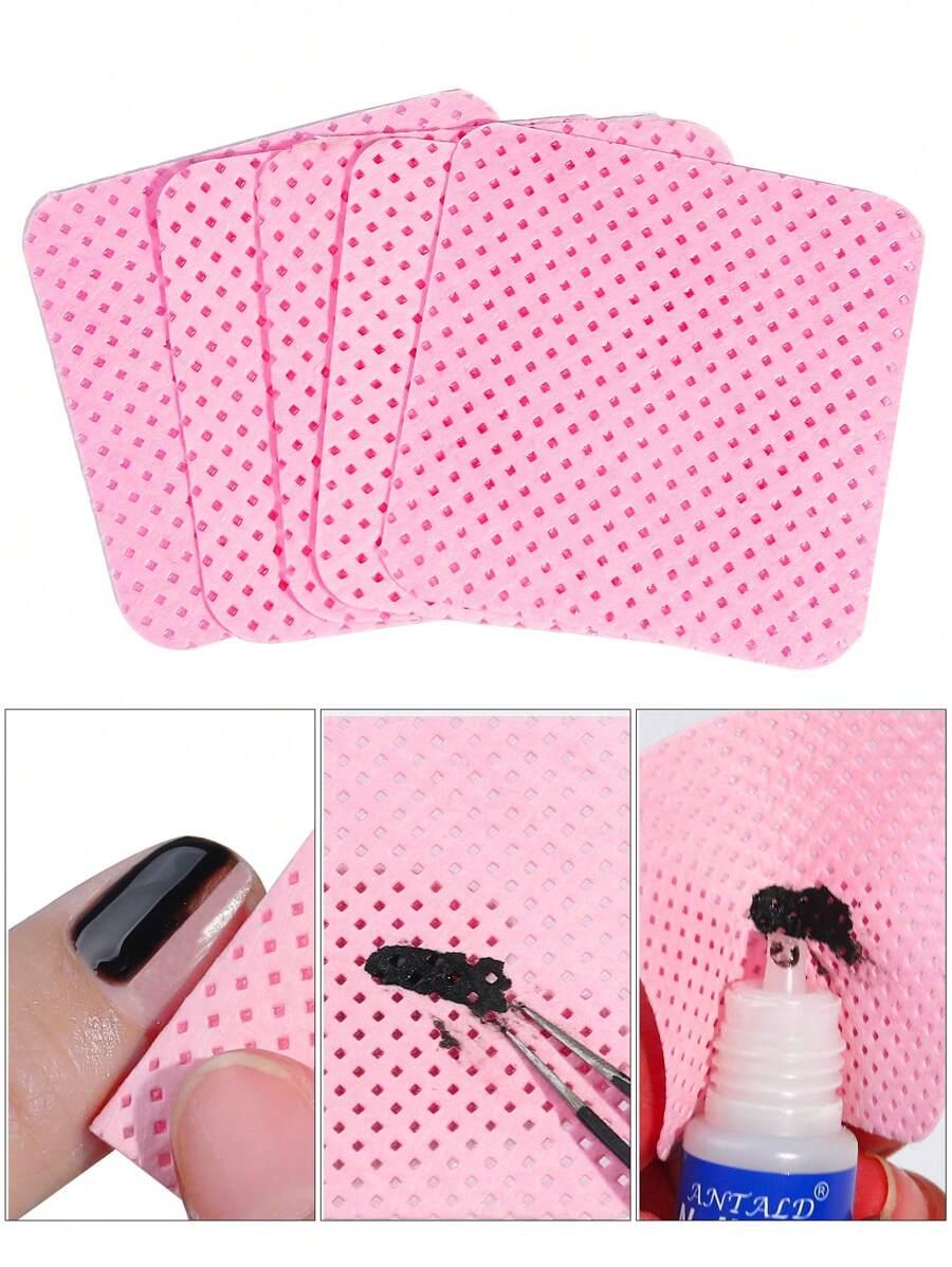 600Pcs/300Pcs Nail Wipes - Professional Lint-Free Nail Polish Remover Pads, UV Gel Cleansing Tissues, Unscented Manicure Prep And Finish Nail Art Cleaning Tool(Pink)