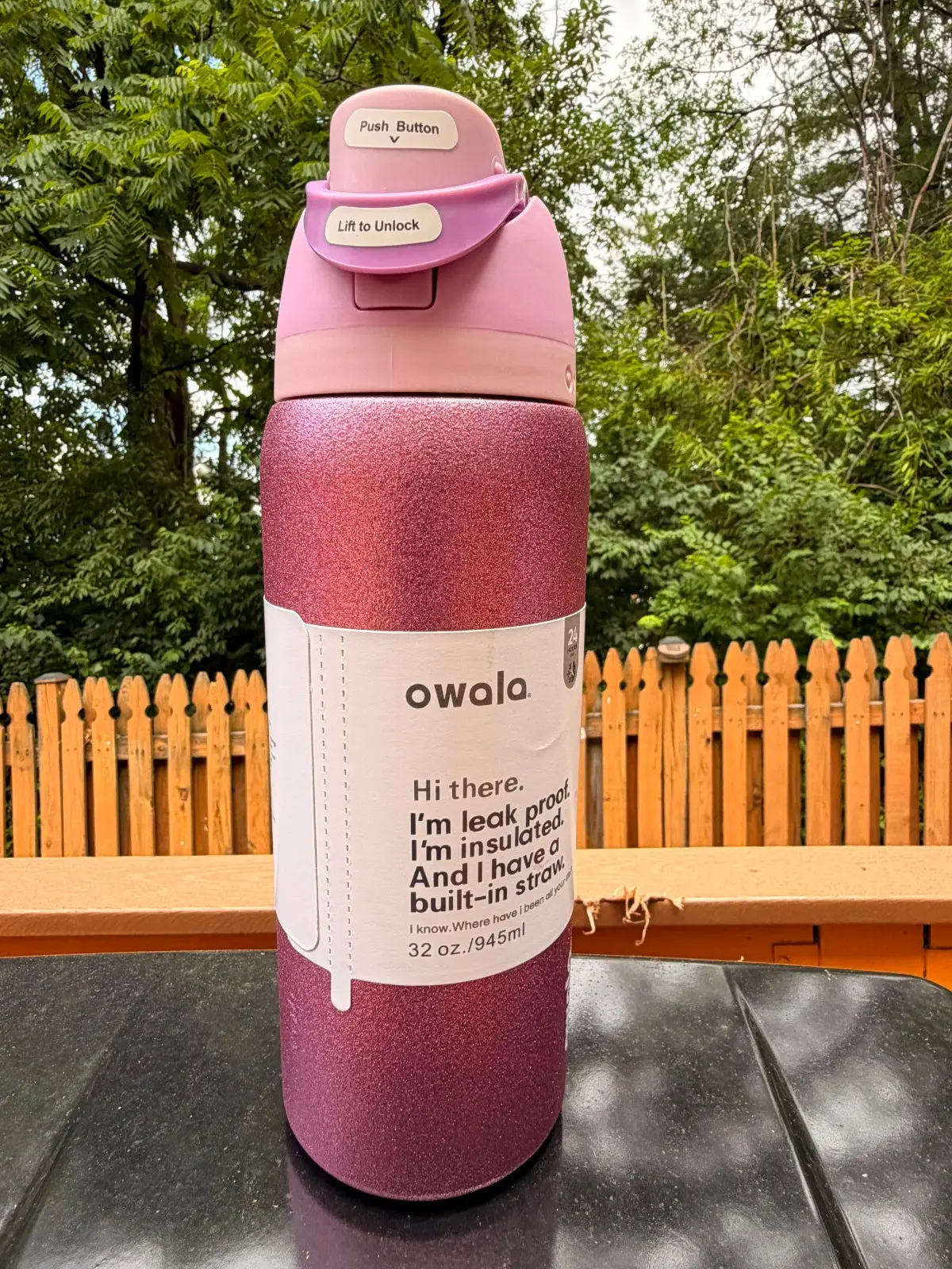 Owala FreeSip Insulated Water Bottle 32 oz – Sparkly Pink/Bronze Rose Gold Leak-Proof Stainless