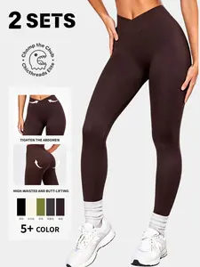 Women V-Waist High Waist Butt Lifting Leggings, Tummy Control Seamless Yoga Pants, Scrunch Bootyh Workout Leggings for Gym Running & Daily Wear, Stretchy Seamless Leggings, High Waisted Leggings