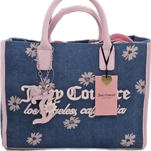 Women's Daisy Juicy Tote Bag - Polyester-PU-Cotton Material, Durable, Adjustable Paper Gift Bag, Unique Gift for Parties