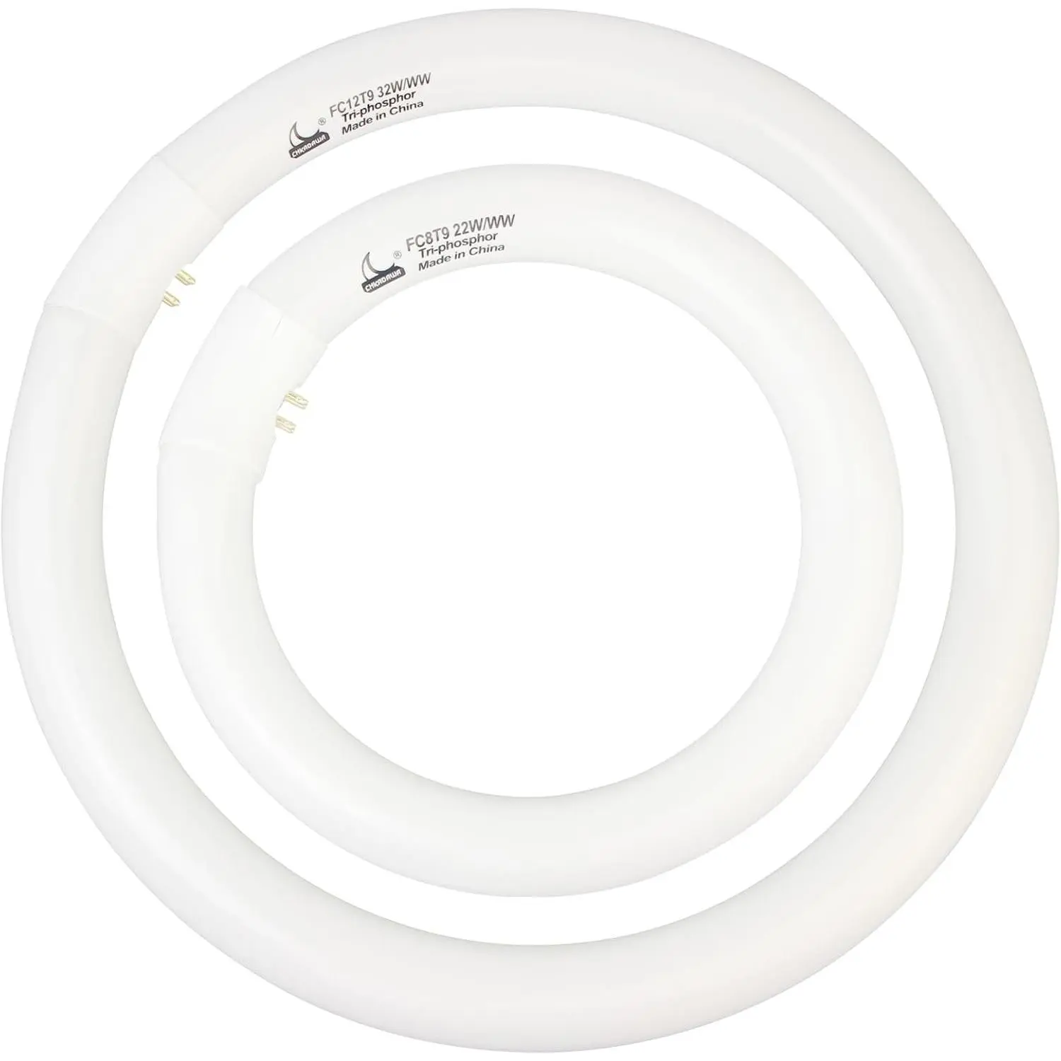 Warm White FC8T9/KB 22W & FC12T9/KB 32W Circline Light Bulbs Set 8 Inch & 12 Inch Round Fluorescent Bulbs 3000K G10q Prong for Kitchen Bath Ceiling Fan