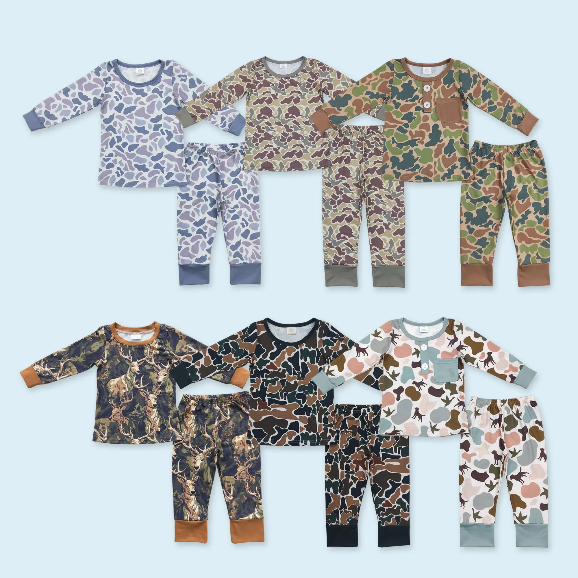 Deer Camouflage Long Sleeves Kids Boy Pajamas