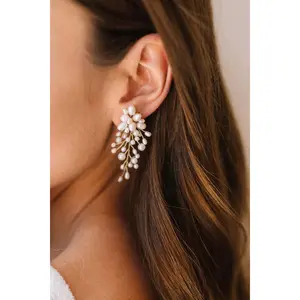 Moore Earrings - Hand Wired freshwater pearls with 14k Gold or Rhodium Plating. Post Back - sold as a pair.