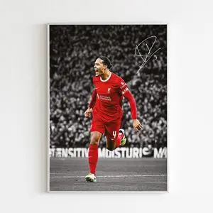 Virgil Van Dijk Liverpool Soccer Poster Sports Gift For Him Vintage Art Decor