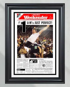 1988 Miami Hurricanes NCAA College Football National Champions Framed Front Page Newspaper Print
