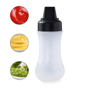 Transparent Squeeze Bottle with 5-Hole Nozzle & Measurement Marks, 350ml Reusable Condiment Dispenser for Ketchup, Mustard, Salad Dressing, Oil & Vinegar (Black) outdoorfun