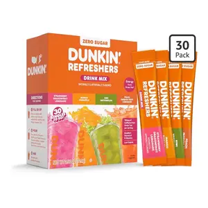 Dunkin' Refreshers Zero Sugar Singles to go Powdered Drink Mix Variety Pack, 30 Count Packets