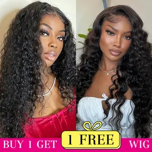 [Combo sale 26"&20"]"buy 1 get 2 wig" 13x4 Jerry Curly Lace Front Wigs Human Hair Transparent Lace Frontal Human HairWigs 180% Dens