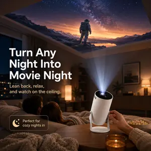 Portable Mini Projector with 180° Rotatable Stand, Smart Movie Projector with Wi-Fi 6 & Bluetooth, Home Entertainment Projector Compatible with Laptop/Phone