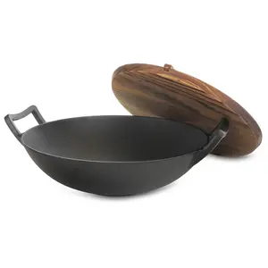 MegaChef 14" Heavy Duty Cast Iron Wok with Lid MegaChef 14" Heavy Duty Cast Iron Wok with Lid