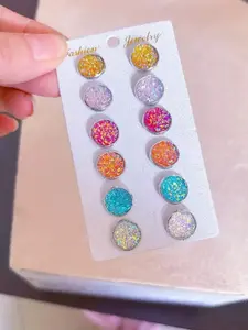 Fashionable Simple Cute Button Design Earrings Set, Women's Daily Wear Jewelry, Casual Geometric Alloy Accessories for Parties and Everyday Use