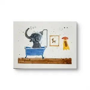 Elephant in shower Art prints