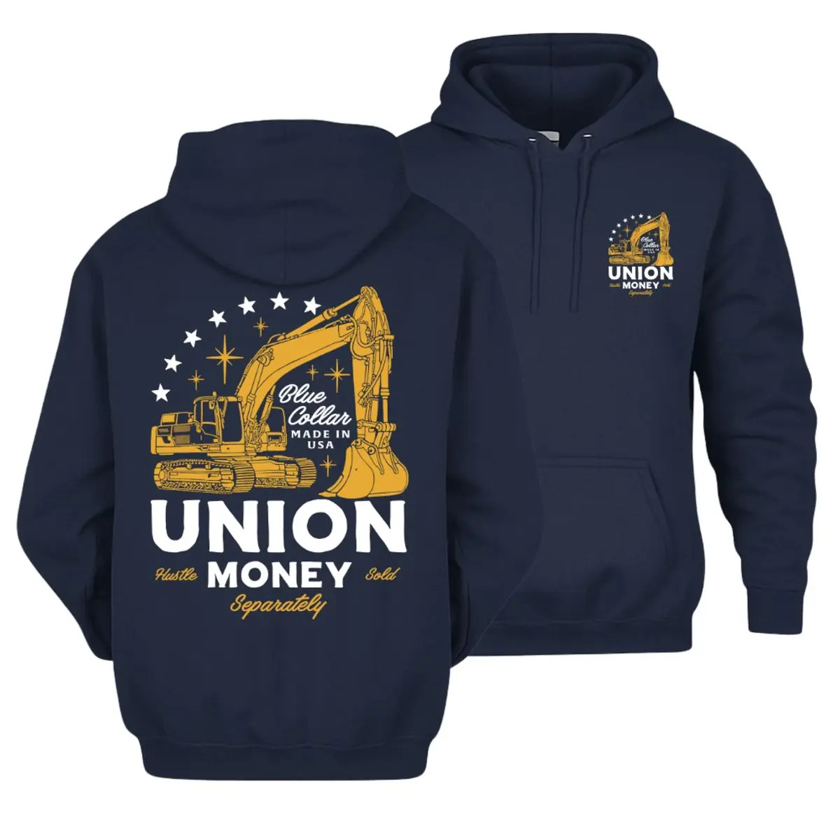 Union Money Hoodie, Blue Collar Shirt Made in USA Construction Worker Hoodie, Heavy Equipment Operator Hoodie