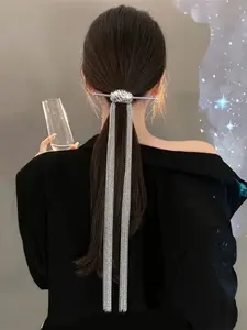 Unique High-End Long Fringe Hair Pin, New Trendy Design Tail Bun Back Headpiece, Fashionable Hair Accessory for Women, Hairpin