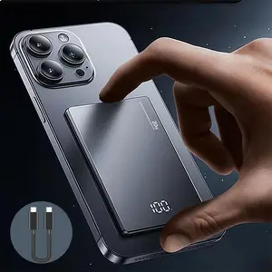 20W Magnetic Wireless Fast Charging Power Bank, 1 Count Portable Magnetic Wireless Charger with Digital Display, USB-C Data Cable Power Bank for iPhone Android Samsung