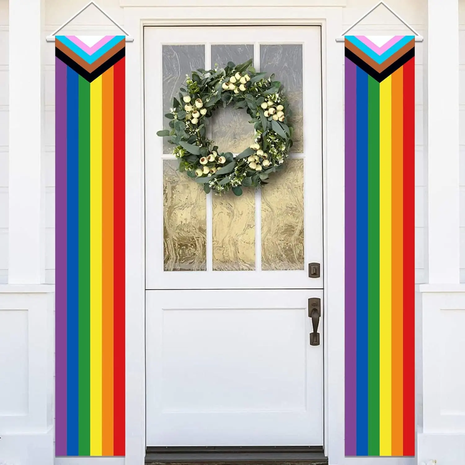 Pride Month Rainbow Porch Banner - 180x30cm Indoor Outdoor Front Door Wall Hanging Decor, LGBTQ Gift, Parade Supply for Home Festive Parties, Polyester, Holiday Decor