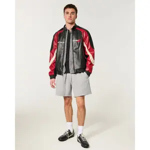 Hollister Above-The-Knee Cyber Sigilism Graphic Baggy Fleece Shorts
