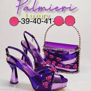 Palmeri Luxury High-Heeled Sandals with Rhinestone Bow & Matching Handbag Set for Women in European Sizes 39-41