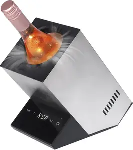 Electric  Chiller, Single Bottle Cooler for 750ml  or Some Champagne,Stainless Steel Iceless Cooler Keep Cold Up to 24h,Kitchen,Bar and RV Vino Accessory, for Vino Lover