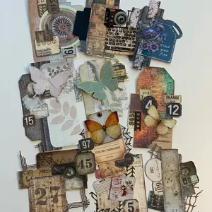 Handmade Ephemera Paper Cluster – 5 Unique Pieces for Junk Journals & Embellishments