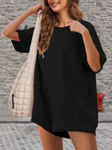 Women's Solid Romper, Casual Romper for Daily Wear, Ladies Clothes for All Seasons