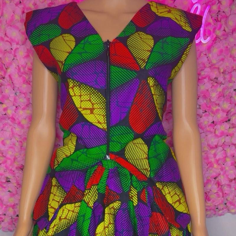 Ankara Print Skirt Suits for Women with Front Zipper Blouse &  Shorts Colorful Leaf Design Fashion Set Womenswear Clothes