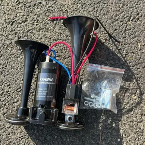 Double trumpet air horn with compressor attached. New