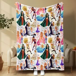 Cartoon Princess Pattern Blanket, 1 Count Soft Warm Throw Blanket, Air-conditioned Room Blanket, Warm Nap Blanket for Home Office