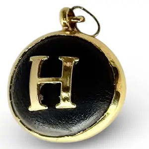 Natural Ox Eye Charm with Initial H-S-O - Traditional Good Fortune Amulet for Daily Wear - Unique Handcrafted Pendant for Gift or Personal Use