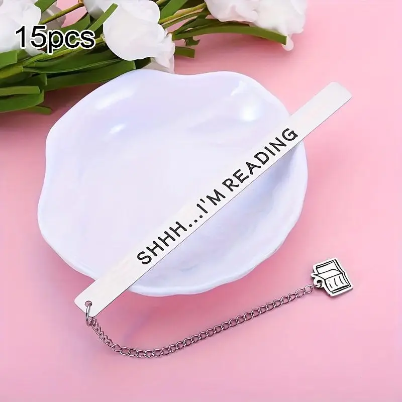 Stainless Steel Bookmark, Creative Book Mark with Chain, Reading Bookmark for Home School Office Dormitory Outdoor Travel