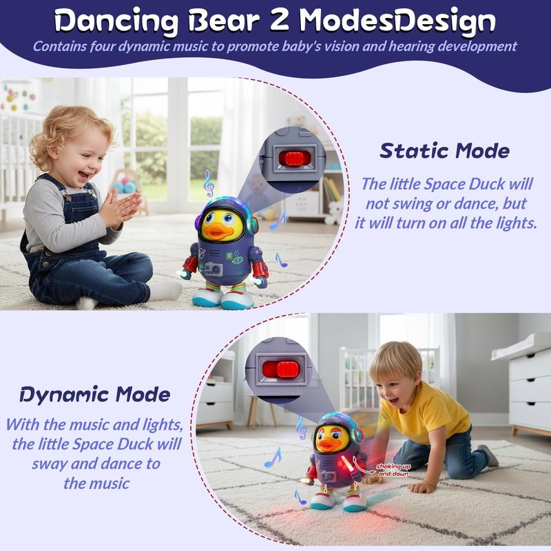 Dancing Space Duck Toy, Space Duck Dancing Musical Interactive Toy, Walking Duck Baby Robot, Electric Dancing Duck Toy Baby Musical Toys, Cute Singing Walking Duck Toys with Music LED Lights